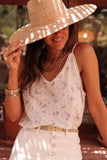 Flower Embroidered Lace Crochet V Neck Tank Top