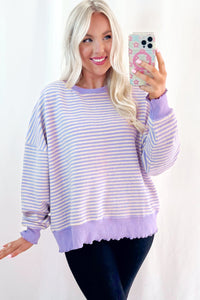 Stripe Loose Drop Shoulder Long Sleeve Top