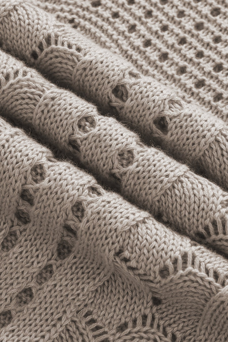 Pointelle Knit Flutter Sleeve Sweater