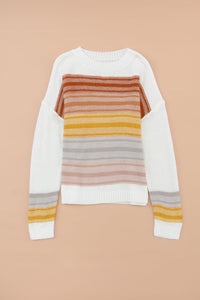 Stripe Long Sleeve Round Neck Sweater