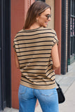 Stripe Knitted Bat Sleeve T Shirt