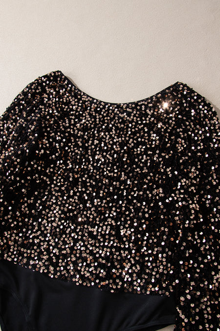 Sequin Puff Sleeve Bodysuit