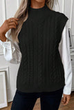 Cable Knit High Neck Sweater Vest