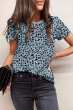 Animal Spotted Print Round Neck Long Sleeve Top