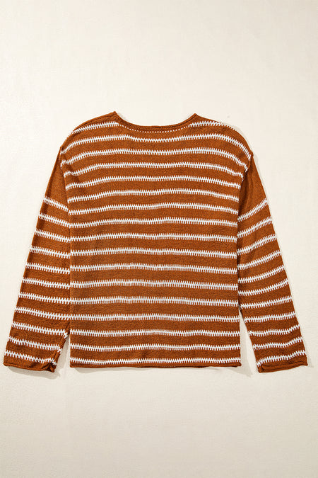 Stripe Drop Shoulder Casual Sweater