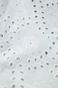 White V Neck Ruffled Embroidered Sleeveless Top