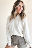 Zipped Neck Pullover Drop Shoulder Sweatshirt