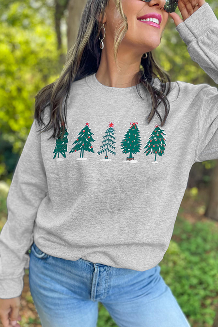 2-side Printed Christmas Tree Letter Graphic Sweatshirt