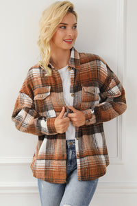 Plaid Flap Pockets Shacket