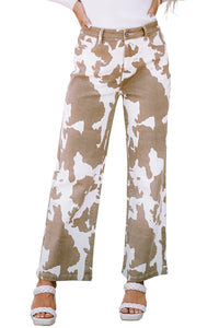 Cow Spot Print Pocketed Jeans