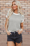 Stripe Ribbed Trim Loose Fit Knitted Sweater Vest