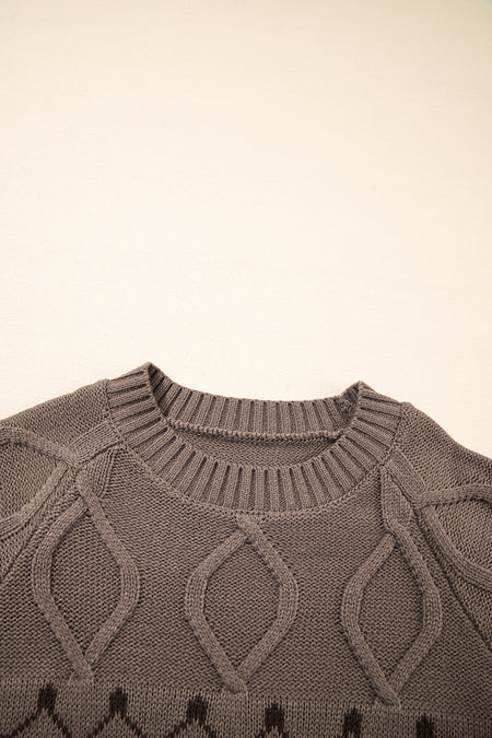 Western Crew Neck Knitted Sweater