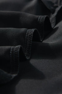 Black Contrast Applique Mesh Half Sleeve Blouse