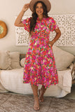 Floral Short Sleeve Smocked Waist Maxi dress