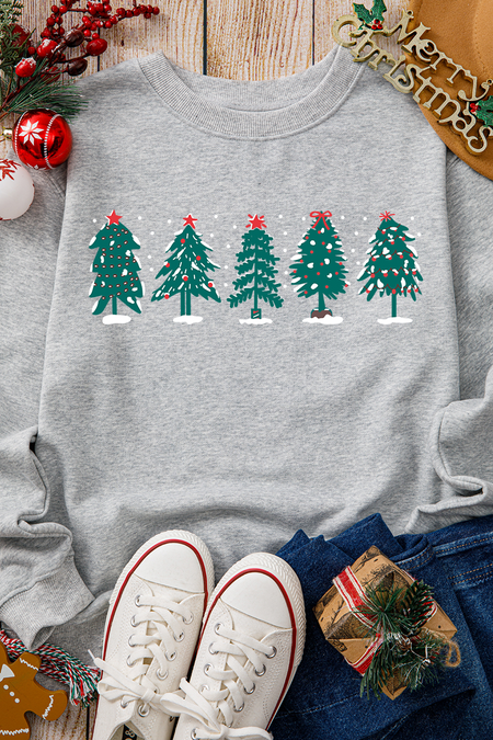 2-side Printed Christmas Tree Letter Graphic Sweatshirt