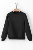 Solid Textured Raglan Sleeve Pullover Sweatshirt