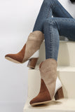 Chestnut Colorblock Suede Heeled Ankle Booties