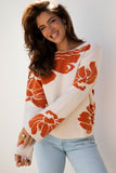 Flower Pattern Oversized Sweater