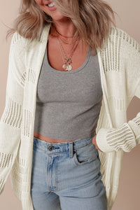 Lightweight Open Knit Tunic Cardigan