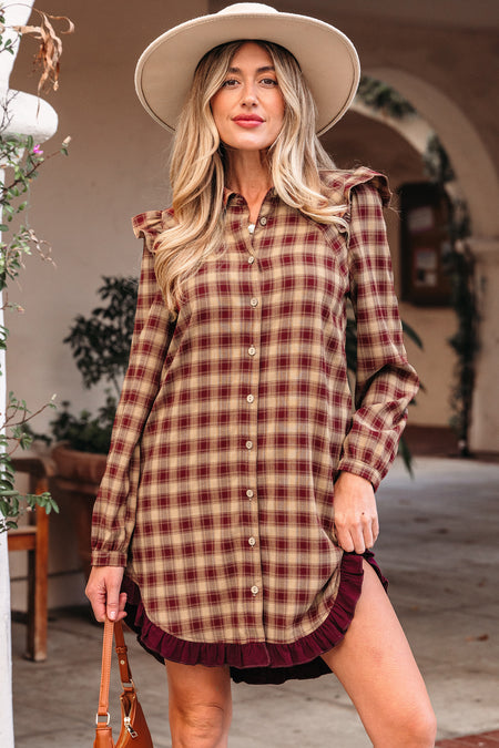Ruffled Shirt Dress