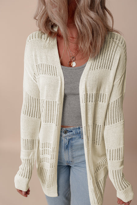 Lightweight Open Knit Tunic Cardigan