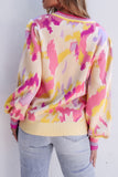 Abstract Print Colorblock Balloon Sleeve Sweater