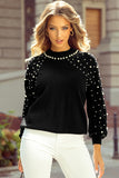 Pearl Beaded Bishop Sleeve Sweater