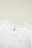 Eyelet Embroidered Ruffled Flutter Sleeve Blouse