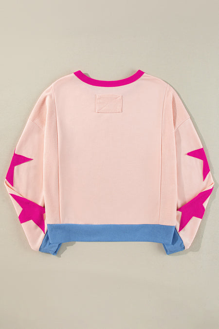 Star Patchwork Exposed Seam Oversized Sweatshirt