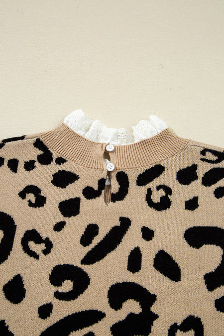 Leopard Ribbed Cuffed Sweater