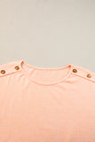 Apricot Pink Button Detail Batwing Sleeve Casual Tee