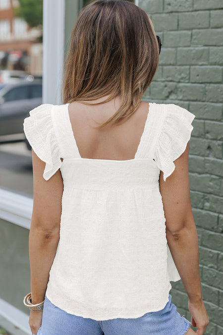 Square Neck Textured Flowy Tank Top