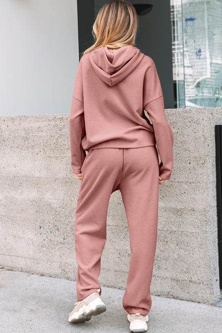 Pullover Hoodie and High Waist Pants Set