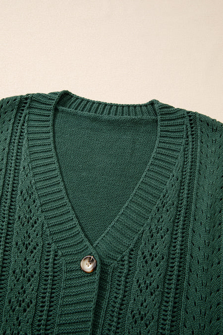 Open Knit Drop Shoulder Sweater Cardigan