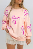 Bowknot Drop Shoulder Oversized Sweatshirt