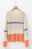 Colorblock Striped Drop Shoulder Cozy Sweater