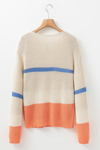 Colorblock Striped Drop Shoulder Cozy Sweater