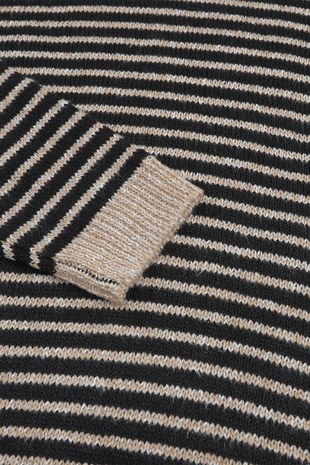 Brown Striped Turtleneck Loose Sweater