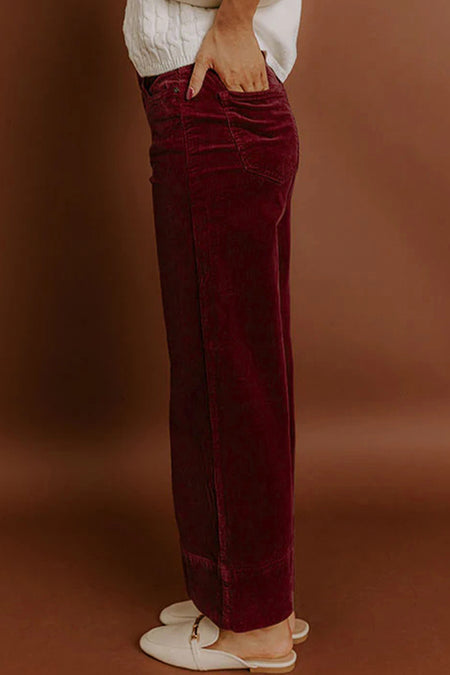 Corduroy High Waist Wide Leg Pants