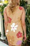 Apricot Daisy Flower Print Tank Dress