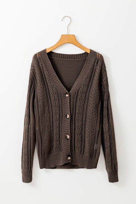 Open Knit Drop Shoulder Sweater Cardigan