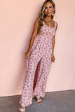 Floral Scoop Neck Backless Sleeveless Jumpsuit