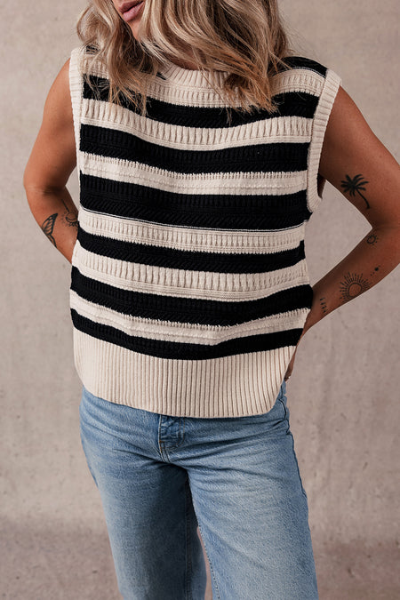 Ribbed Trim Knitted Sweater Vest