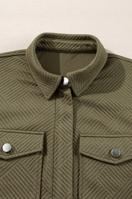 Zip Up Button Flap Pocket Shirt Collar Jackets