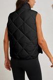 Quilted High Neck Button Up Pocket Vest Coat