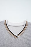 Varsity Striped V Neck Sweatshirt