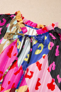 Leopard Print Short Sleeve Tiered Ruffle Mini Dress