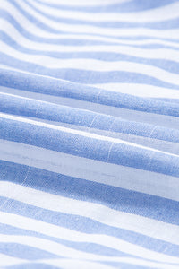 Stripe Geo Pattern Embroidered Tassel Flutter Blouse