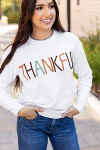 Thankful Ivory Embroidered Sweater