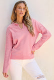 Flower Knitted Notched Neck Sweater